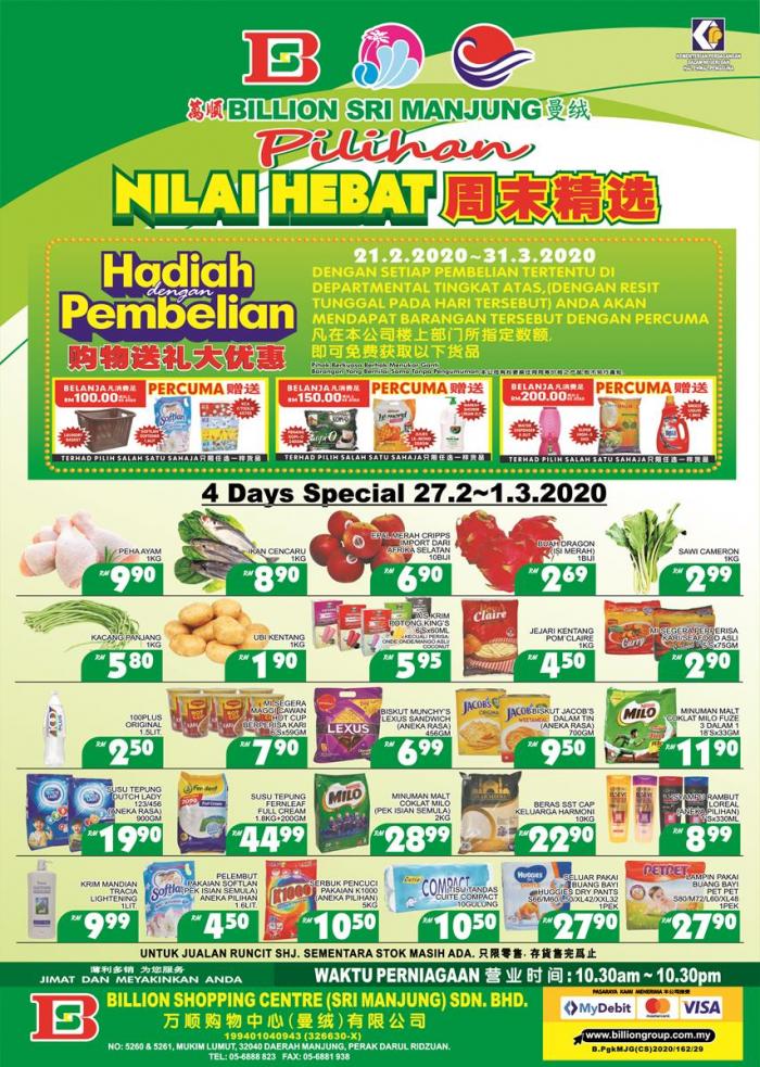 27 Feb-4 Mar 2020: BILLION Special Promotion At Sri Manjung ...