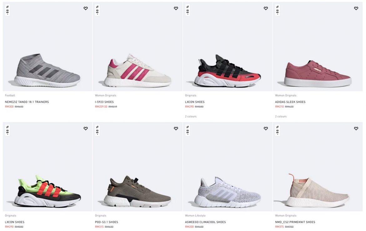 Today onwards: Adidas Clearance Sale! 50% off over 100+ shoes! Half ...