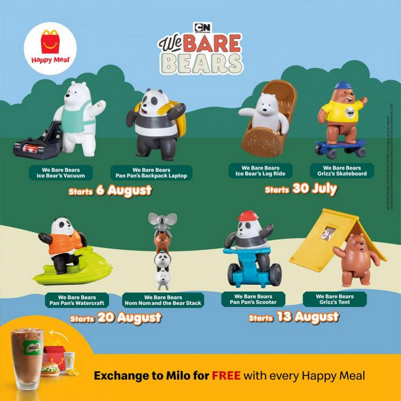 30 Jul-26 Aug 2020: McDonald's Happy Meal Free We Bare Bears Toy