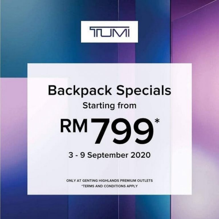 3-9 Sep 2020: Tumi Special Sale at Genting Highlands Premium Outlets - EverydayOnSales.com