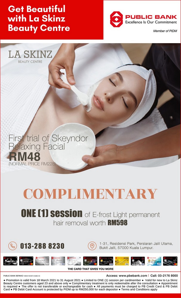 18 Mar-31 Aug 2021: La Skinz Beauty Centre Promo With Public Bank 