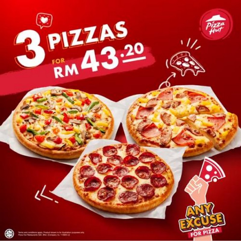 4 Mar 2021 Onward: Pizza Hut 3 Pizzas at RM43.20 Promotion ...