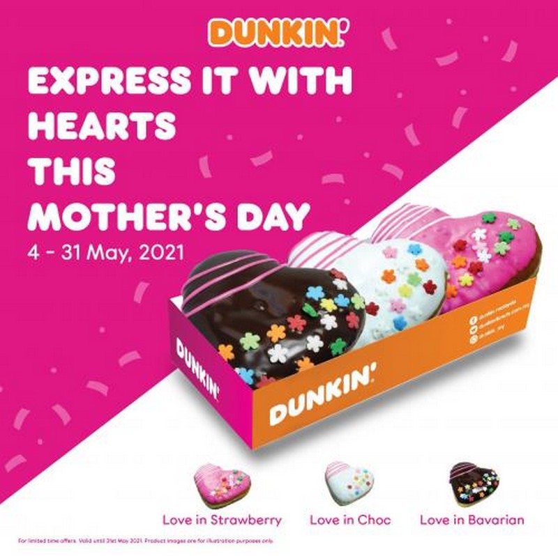 431 May 2021 Dunkin Donuts Mother's Day Hearts Donuts Promotion