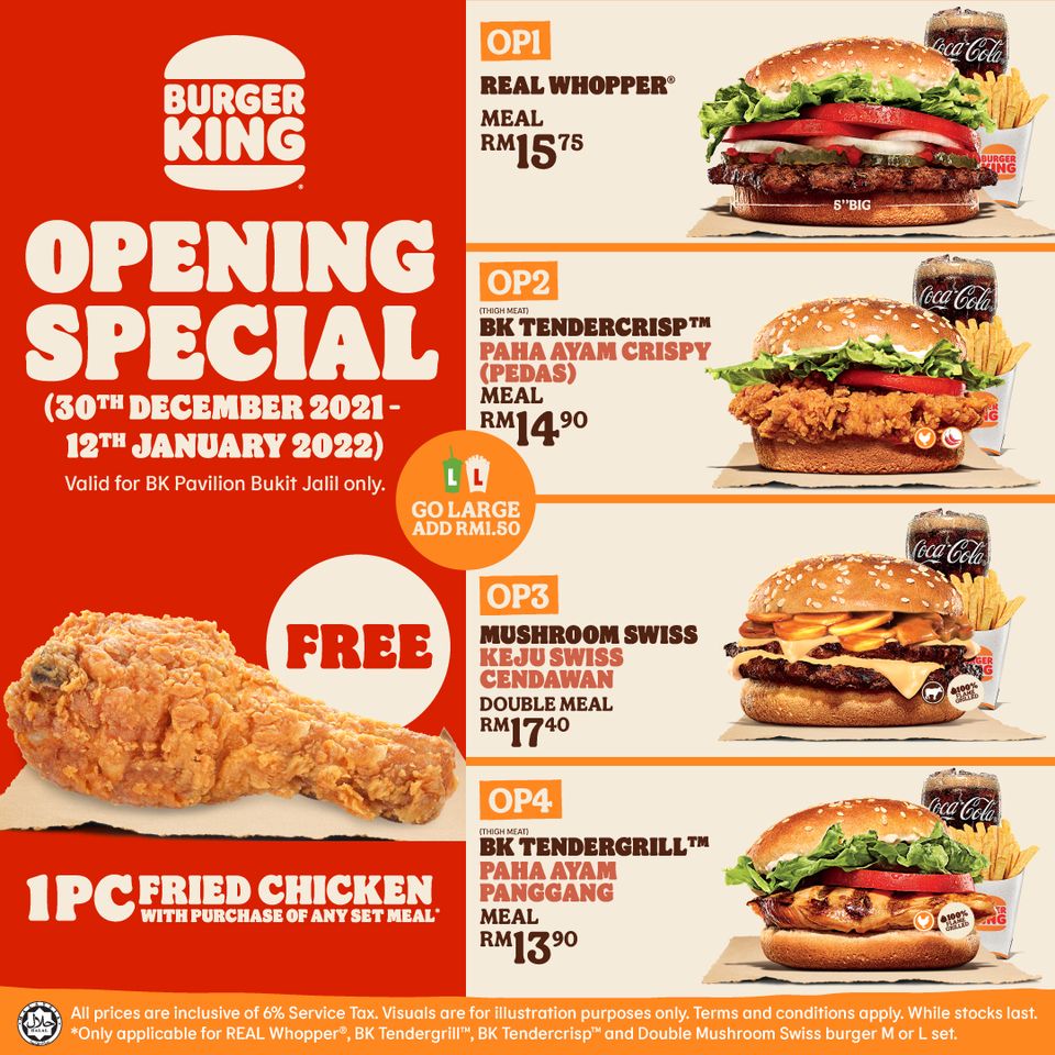 30 Dec 21 12 Jan 22 Burger King Opening Deal At Pavilion Bukit Jalil Everydayonsales Com