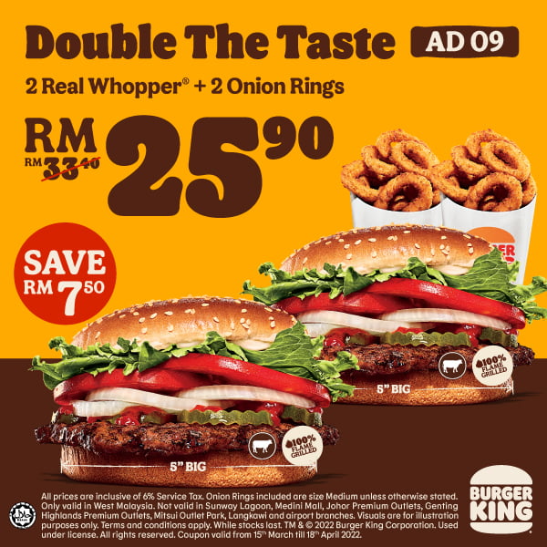 Now till 18 Apr 2022 Burger King Coupons April 2022