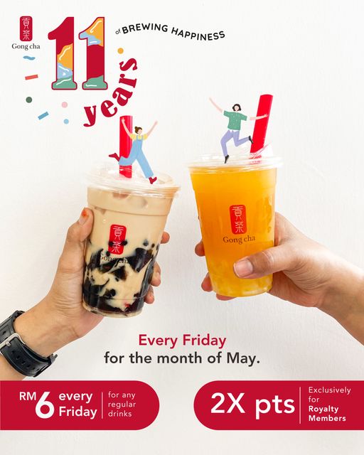 Now till 31 May 2022 Gong Cha Birthday Treat Deals