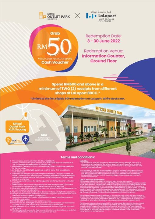 3-30 Jun 2022: LaLaport BBCC Special Deal at Mitsui Outlet Park KLIA ...