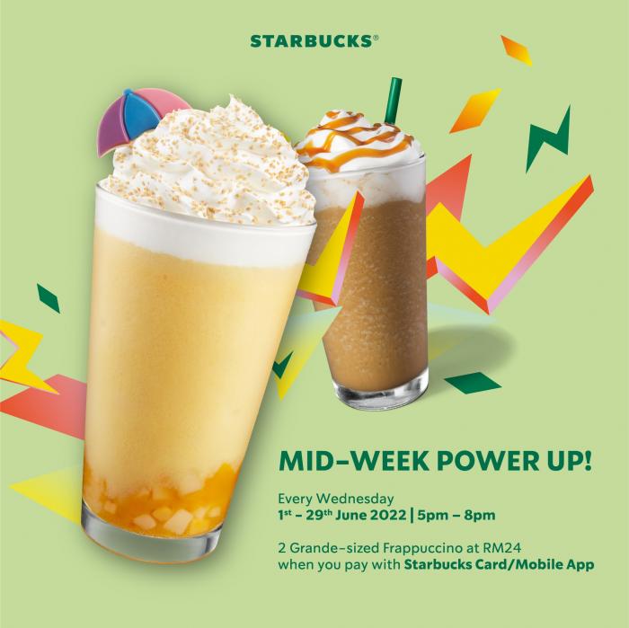 1-29 Jun 2022: Starbucks Two Grande-sized Frappuccino At Rm24 Promotion 