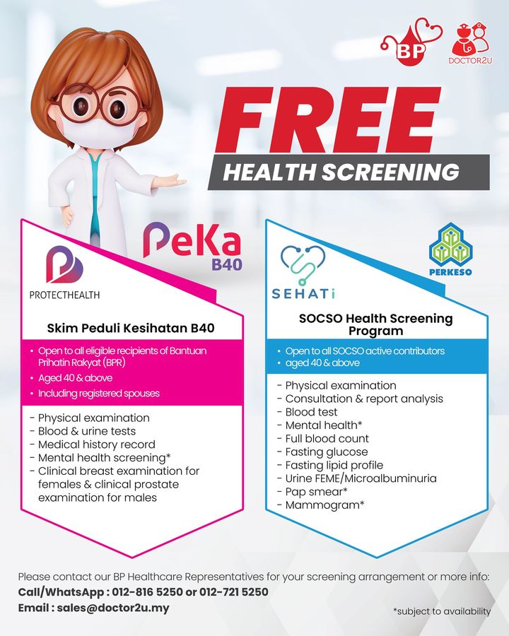 31 Jan 2023 Onward: BP Healthcare PeKa B40 Or PERKESO Free Health ...