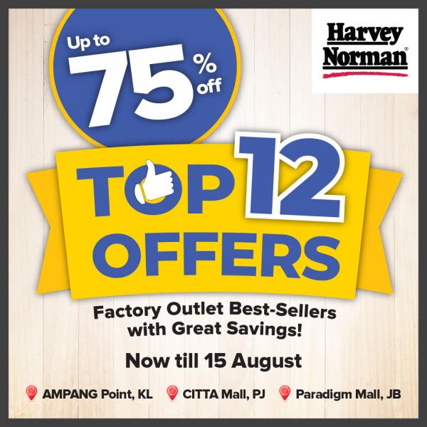 Now Till 15 Aug 2023: Harvey Norman Factory Outlet Top 12 Offers ...