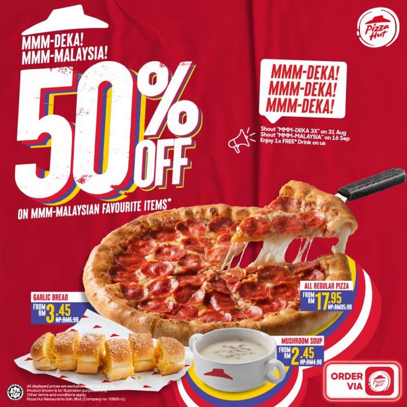 Pizza Hut Merdeka Malaysia Day 50 OFF Promotion 