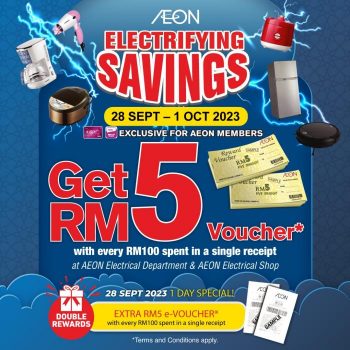 AEON-Electrifying-Savings-Promotion-350x350 - Johor Kedah Kelantan Kuala Lumpur Melaka Negeri Sembilan Pahang Penang Perak Perlis Promotions & Freebies Putrajaya Sabah Sarawak Selangor Supermarket & Hypermarket Terengganu 