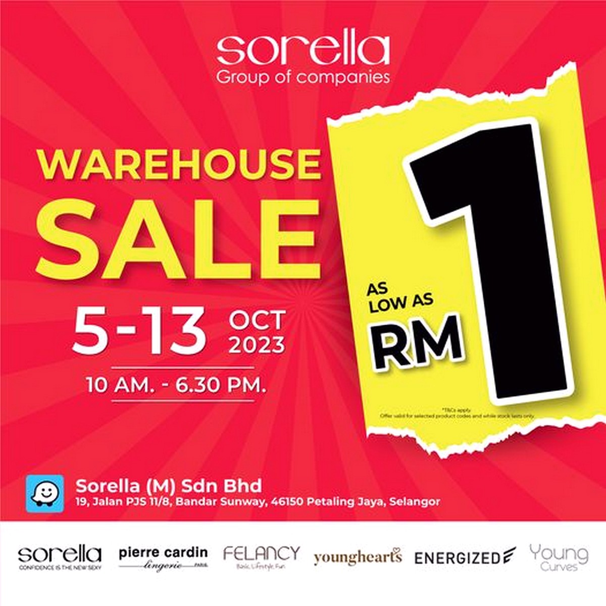 5-12 Oct 2023: Sorella Warehouse Sale! Price as low as RM1 only