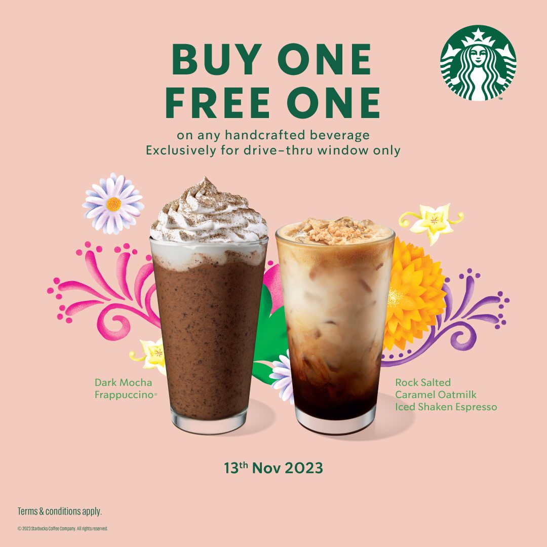 13 Nov 2023: Starbucks Buy 1 Free 1 Promo - EverydayOnSales.com