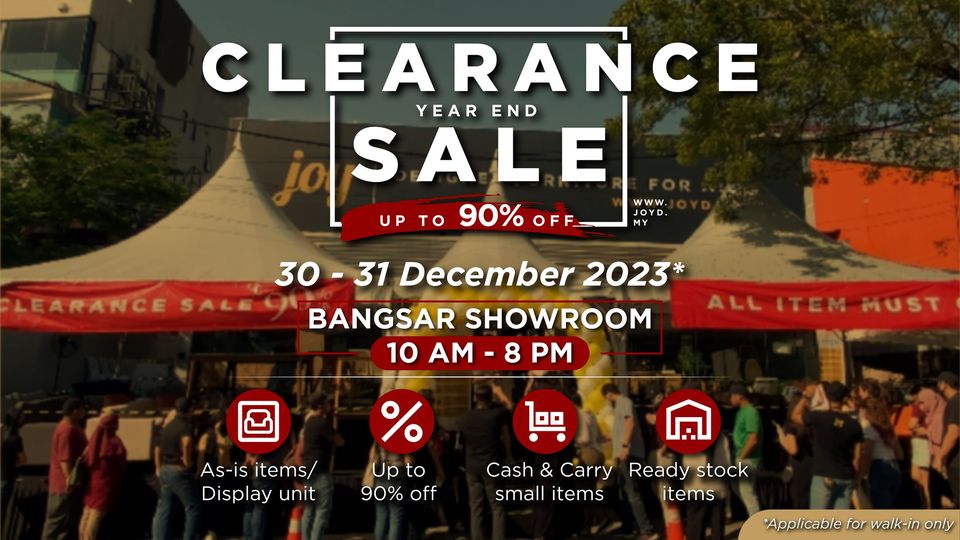 30-31 Dec 2023: Joy Design Studio Year End Clearance Sale