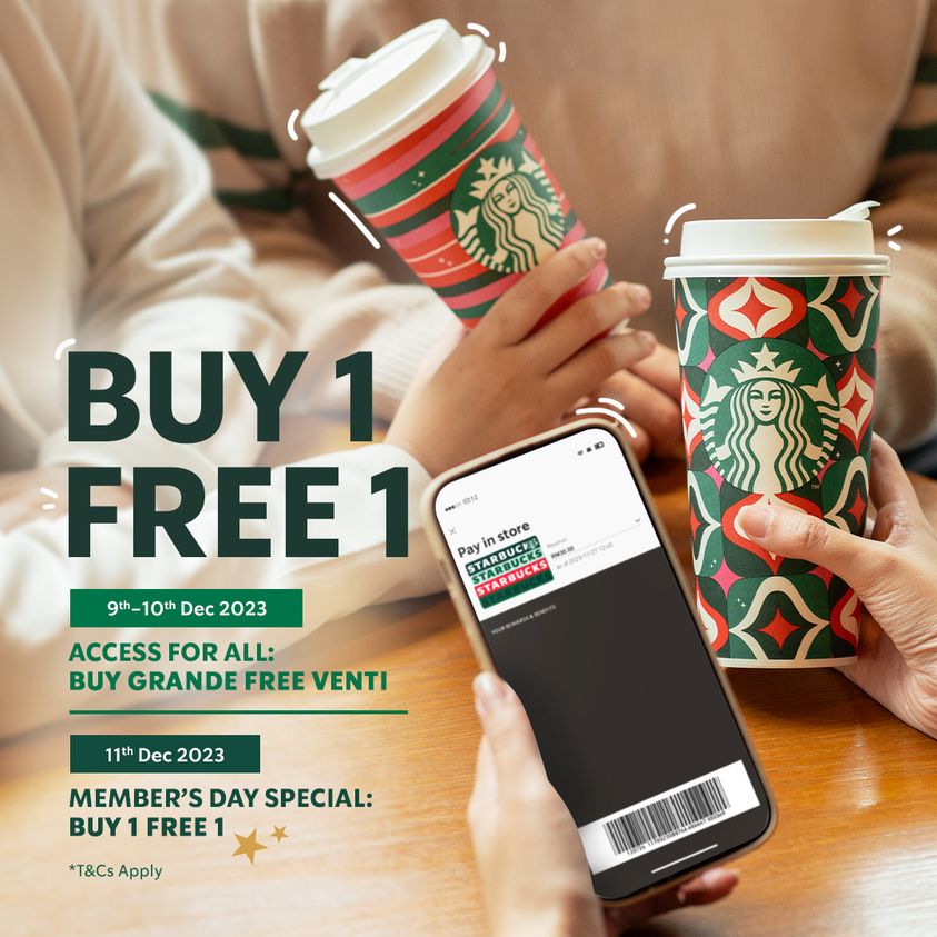 911 Dec 2023 Starbucks 1 for 1 Deal