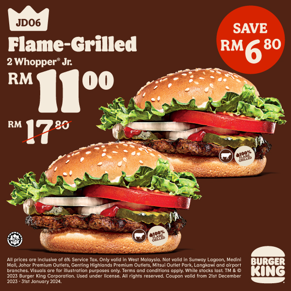 5 Jan 2024 Onward Burger King 2 burgers for the price of 1 coupon