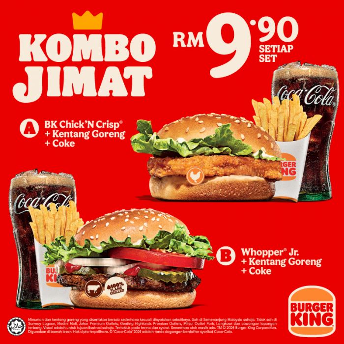 10 Jan 2024 Onward Burger King Kombo Jimat for RM9.90 Promo