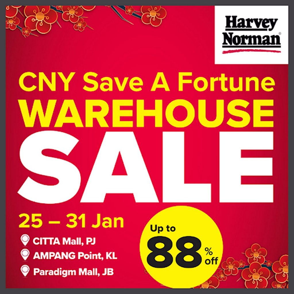 25 31 Jan 2024 Harvey Norman CNY Warehouse Sale Save A Forture Up To   Harvey Norman Warehouse Sale 2024 Malaysia Jualan Gudang Citta Mall Paradigm Mall Ampang Point 1024x1024 