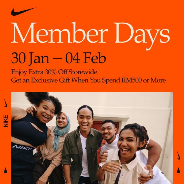 30 Jan4 Feb 2024 Nike Member Days Sale at Johor Premium Outlets