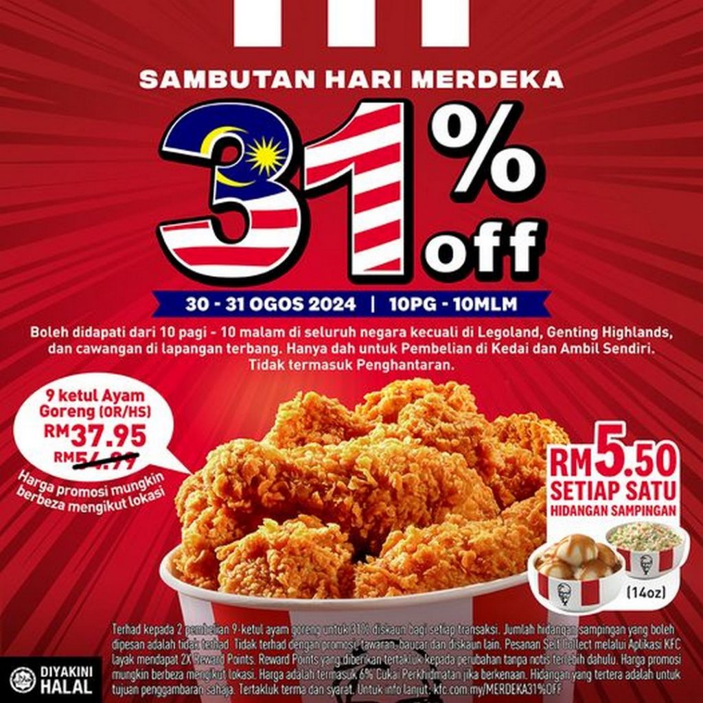 30-31 August 2024: KFC Malaysia, Merdeka Day Promotion ...