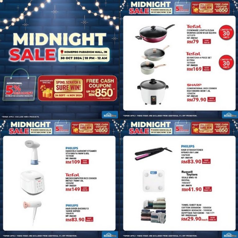 30 October 2024 HomePro Malaysia Midnight Sale Huge Discounts