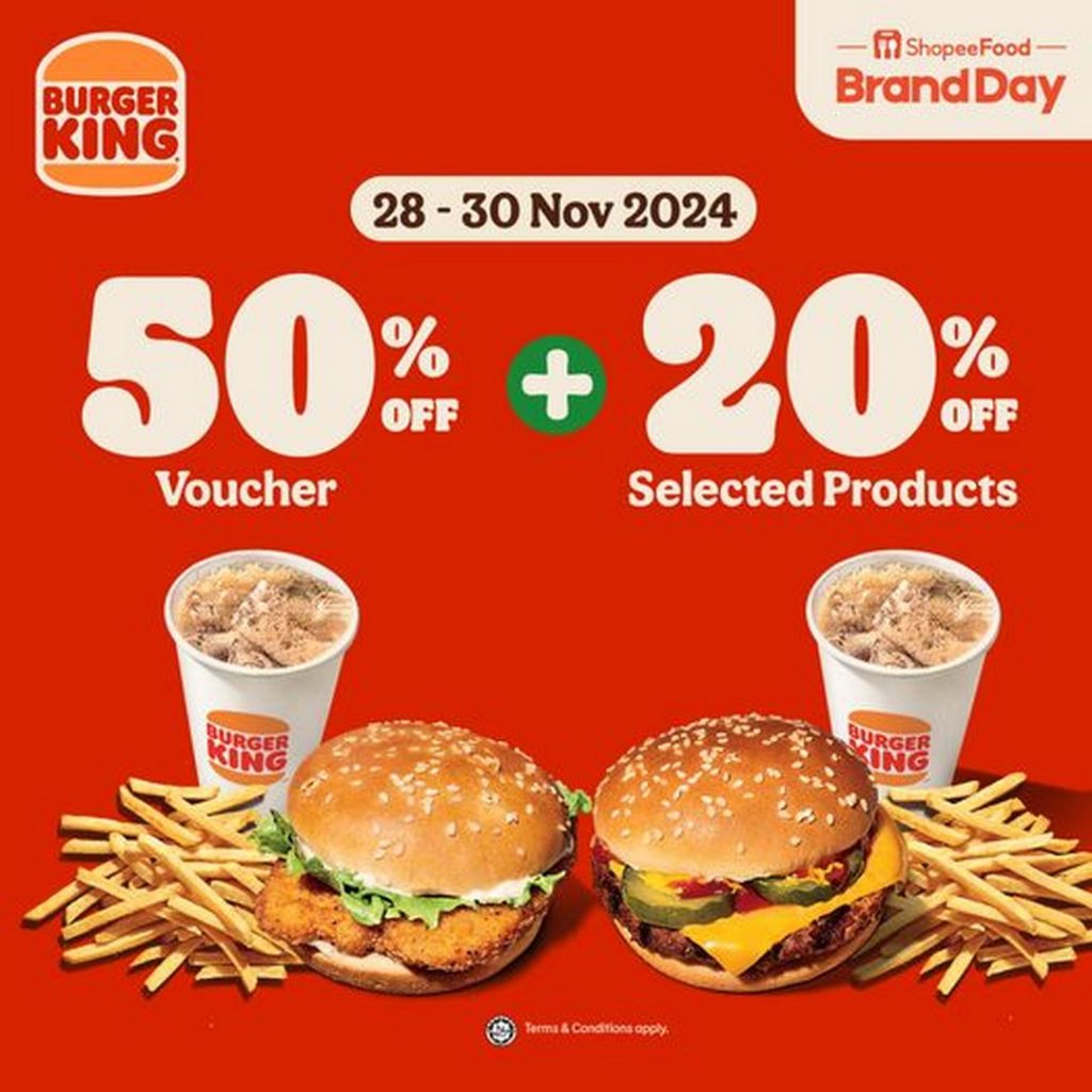 2830 November 2024 Burger King Malaysia 50 OFF Vouchers + 20 OFF