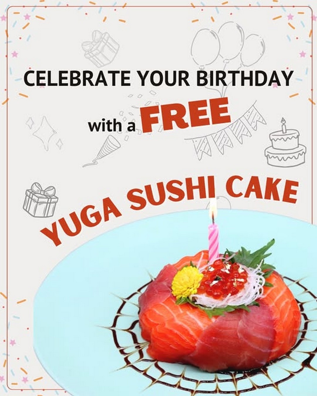 4 February 2025 onwards Hana Dining Group Free Yuga Sushi Cake for