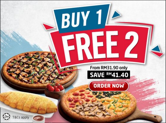 Domino's With Double Promo of 3 Regular Pizza For RM39 and Buy 1 Free 2 ...