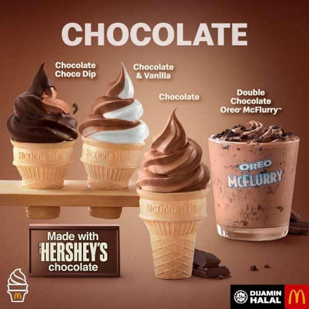 McDonald's with Hershey Chocolate IceCream With 4 Flavours to Choose
