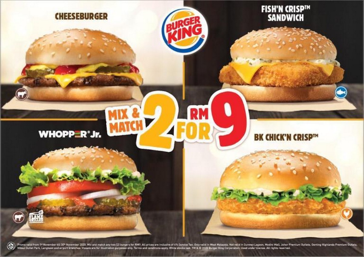 Burger King With Mix and Match 2 For RM9 promotion - EverydayOnSales ...