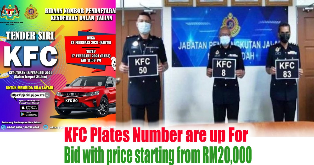 Kfc Plates Number Are Up For Bid With Price Starting From Rm20 000 Everydayonsales Com News